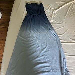 Strapless blue ombré dress
